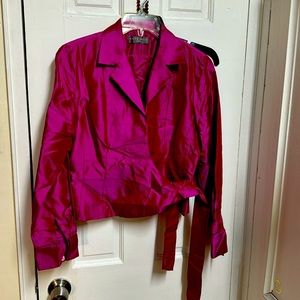 vintage 80’s %100 silk Kate Hill crossover short blazer wrap